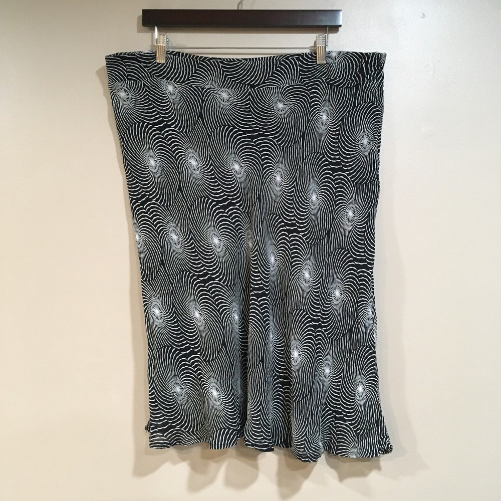Celestial Swirl Midi Skirt Womens 18W Black White Mod Retro Whimsigoth Artsy